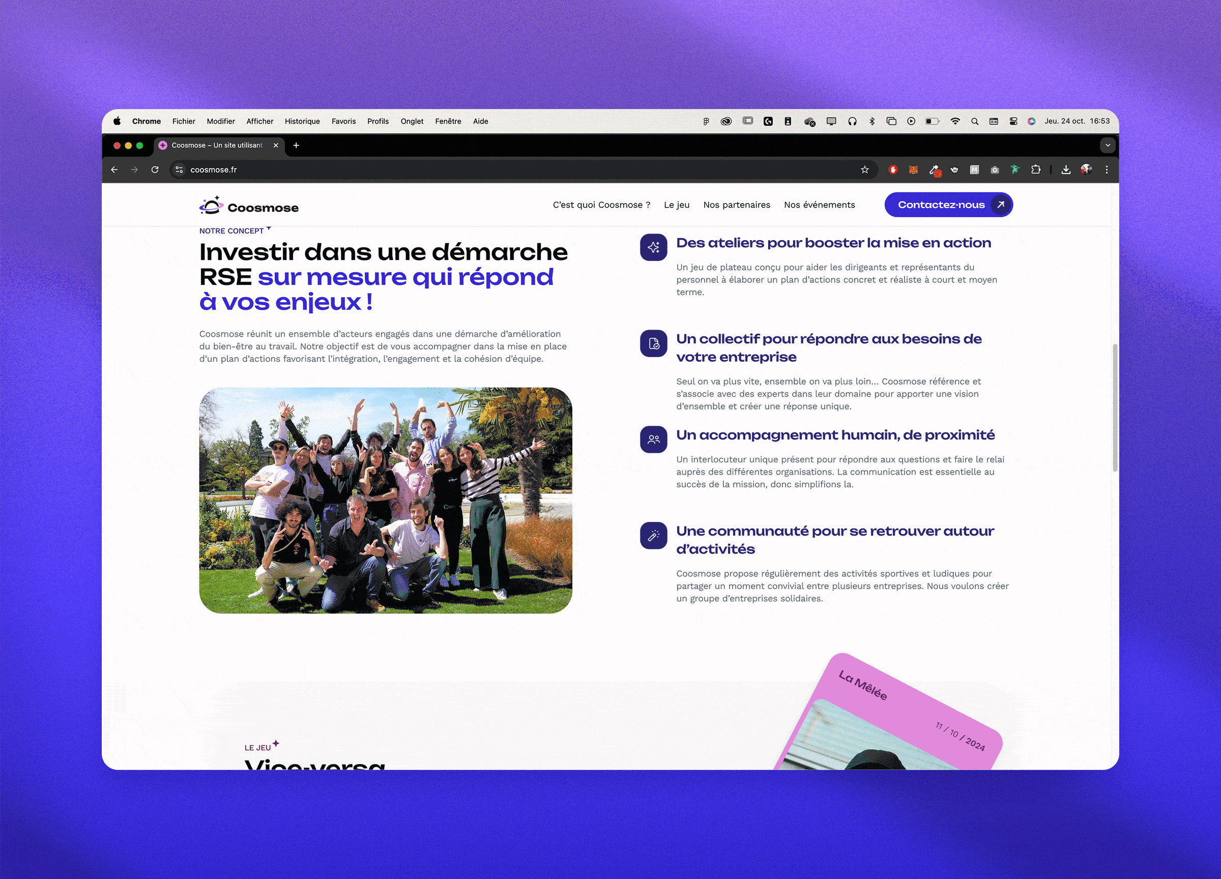 Projet de refonte web pour la startup Coosmose